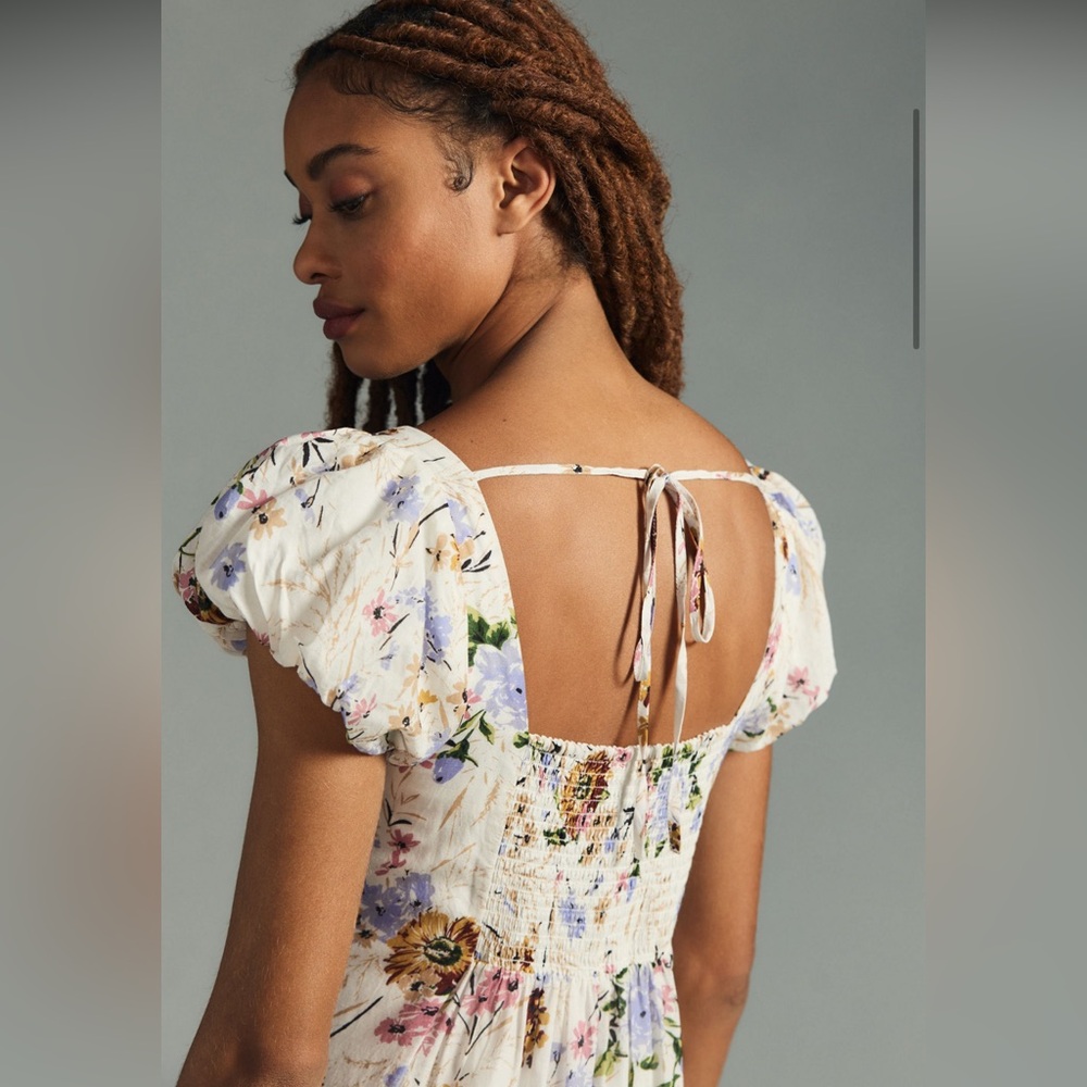 Anthropologie Puff Sleeve Midi Dress - Picture 2 of 14